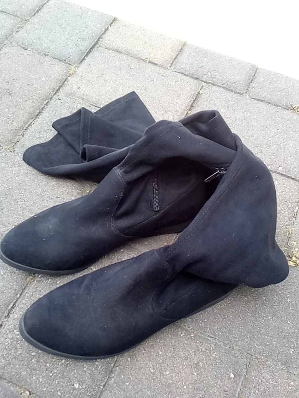 Forever 21 Faux Suede Thigh High Black Boots Size 9